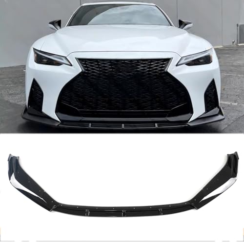 MUNALP 3PCS Front Bumper Lip for Lexus IS300 IS350 2021-2025 F Sport ABS Air Dam Front Chin Spoiler Splitter Lower Valance Protection Body Kit (Glossy Black)