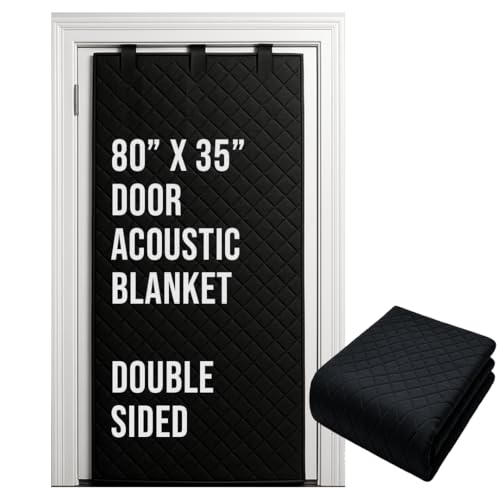 BoxerTools Door Sound Dampening Blanket Universal 80 x 35 - Easy Hanging - Diamond Stitching Double Sided Acoustic Treatment Blanket Insulated Sound Reducing