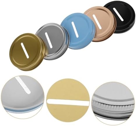 NUOBESTY 10 adet bozuk para yuvası kapağı, standart konserve kavanozları için, kapak, yarıklı kavanoz, bozuk para bankası için cam başlık - Görsel 7