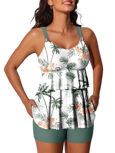 Summer Mae Women's Tankini Swimsuits with Shorts Ruffled Tummy Control Bathing Suits Modest 2025 Swimwear