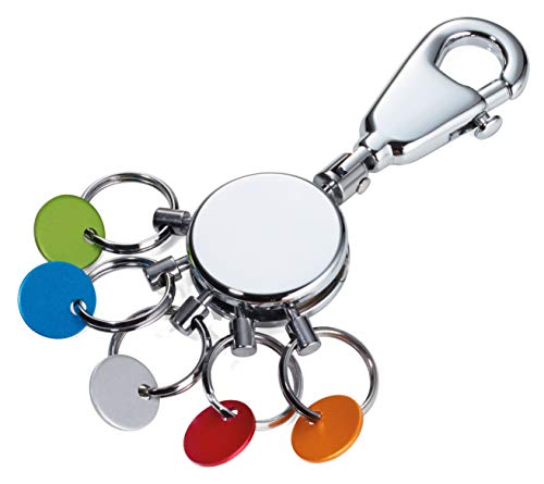 Troika Patent/Colour – Kyr61/Ch – Keyring – Incl. Carabiner – 5 Exchangeable Rings – Coloured Chips – Metal/Brass– Shiny – Chrome Plated – Multicoloured Original #TOP14