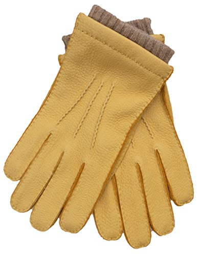 EEM guanti in pelle da uomo Edgar realizzato in vera pelle di cervo, cashmere-wool-lining Yellow Large