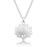 OAUWKEIY Collar Colgante de loto de plata para mujer: sencillo y elegante