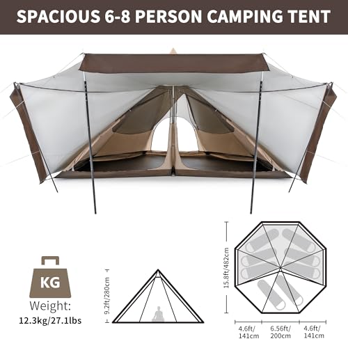 image for Naturehike Ranch Hot Tent with Stove Jack, Glamping Teepee Tent for 6-