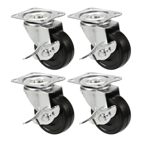 Roulettes pivotantes multifonctions 50mm avec frein et platine pour chariots de transport