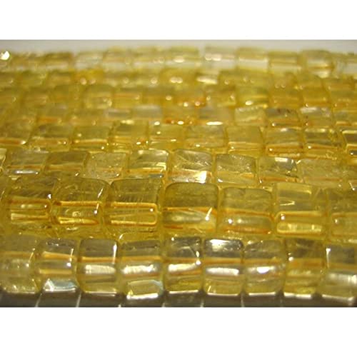 Lemon Quartz Box Beads 6mm pour création de bijoux DIY - Fil de 16 pouces