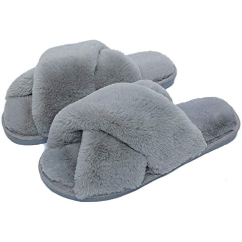 Fadezar Womens Fluffy Open Toe Slippers Cover