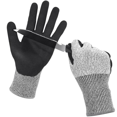 Ainiv 1 Pair Safety Work Gloves, Black Nitrile Coated Gardening Gloves Men Women, Non-Slip Ultra-Grip Work Gloves