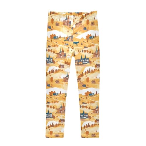 Wild West Western Scotland Kids Girl's Leggings Stretch Full Length Lounge Pants Gym