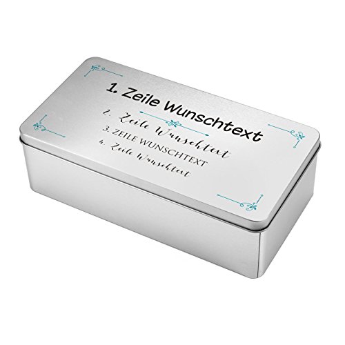 Herz & Heim® Aufbewahrungsdose mit persönlichem Aufdruck für verschiedene Anlässe 4 Zeilen Wunschtext