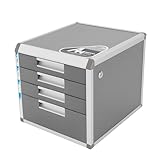 Mqwdxzfes 4 Fächer Schubladenbox, Metall Büro Dokumenten Aufbewahrungsbox mit Abschließbar&Schloss, Groß Aufbewahrung Ablagebox A4 Organizer Schreibtisch Aktenschrank für Alle Büroräume