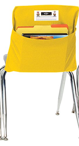 Image of Seat Sack Student Chair Storage Pocket - 15 inch, Single Pocket, Classroom Organizer for Student Desks, Durable Over-the-Chair Storage, Yellow, 1-Pack