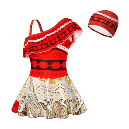 Image of Girls Princess Swimsuit Adventure Outfit with Swim Cap, 3-10 Years
