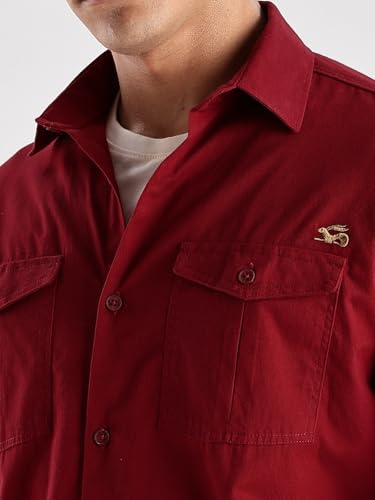 Image of Adro Cargo Shirt for Men with Double Pocket | 100% Cotton | Full Sleeve | Regular Fit