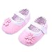 DZT1968® Baby Girl Cloth Soft Sole Round Dot Prewalker Mary Jane Shoes With Flower (M(6~12 Months), Pink)
