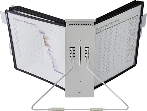 Durable Instaview20 Pocket Erweiterbares Desktop-Referenzsystem, Briefgröße, 10 doppelseitige Paneele, schwarze Ränder