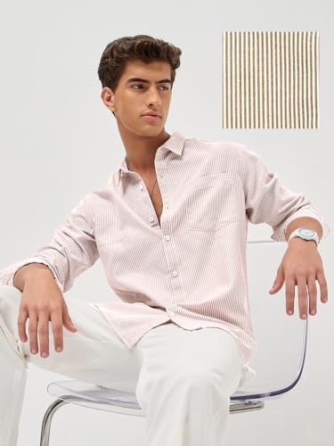 Image of Urbano Fashion Men's Cotton Full Sleeve Regular Fit Casual Striped Shirt