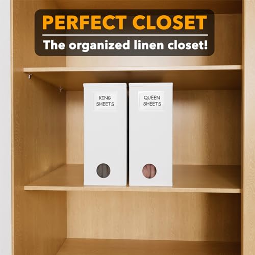 Image of SpaceAid 2 Pack Bed Sheet Organizers and Storage, Foldable Sheet Organizer for Linen Closet, Sheets Set Folder Keeper with Window XL (Queen & King Size) Organizing Bedding Container, White
