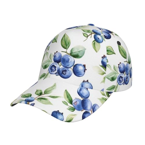 fifbird Blueberry Pattern Casquette de baseball unisexe réglable pour sports d'extérieur Noir Taille unique