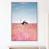 Framed Canvas Wall Art Single Bird Birds Expressive Farmhouse/Country Multicolor Photography Portrait Single - 16x24 inches