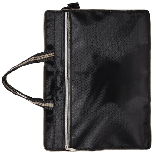 FUOYLOO Bolsa para Documentos A4 Doble Cremallera, Tela Oxford Negra, Organizador de Archivos Resistente y Seguro, Bolsa Portátil para Oficina, Estudiantes y Viajes de Negocios