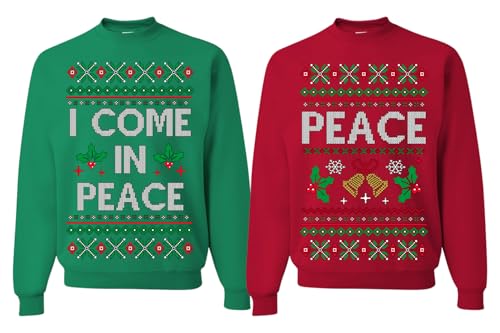 Wild Bobby I Come in Peace Funny Matching His and Hers Couples Sweatshirt Ugly Christmas Matching Couple Crewneck Sweater