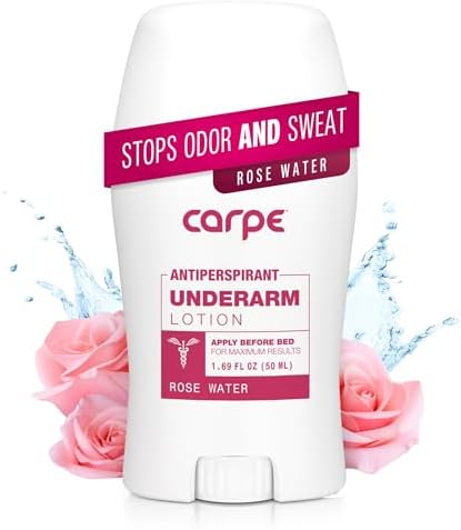 Carpe Underarm Antiperspirant and Deodorant, Clinical strength with Rose Water scent, Combat excessive sweating Stay fresh and dry, Great for hyperhidrosis