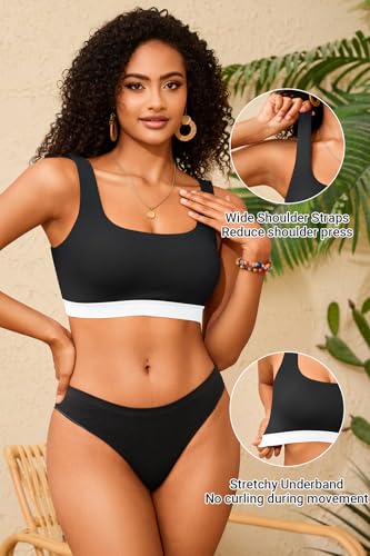 Image of Women Sport Bra Swimsuit Top - Swim Bra Bikini Top Only Scoop Neck Bathing Top 2025 Swimwear