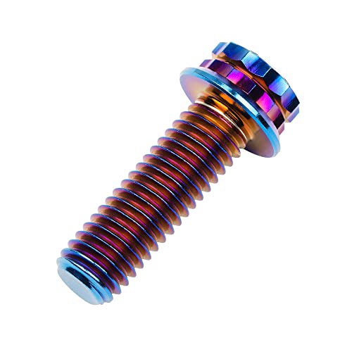 Image of Titanium Flange 12 Point Head M8 x15 20 25 30 35 40 45 50 55 60 65mm Screw Bolt Pack of 4 (M8x25mm, Burning Blue)
