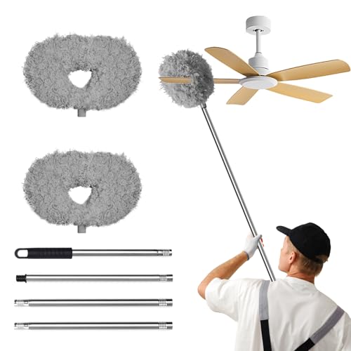 Image of Storystore Ceiling Fan Cleaner Duster - Adjustable Duster with Extension Pole,Dusters for Cleaning Fan Blade, Walls and Cobweb (2Pcs Dusters /Grey)