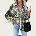 Rianclud Womens Plaid Shacket Jacket Fall Outfits Flannel Long Sleeve Button Down Shirts Jacket Fashion Warm Coats Outerwear