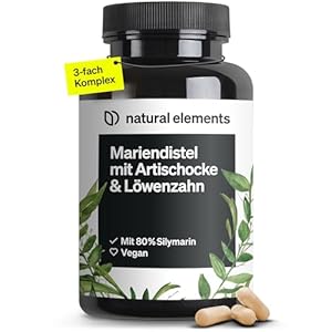 Mariendistel Artischocke Löwenzahn Komplex – 120 Kapseln – Hochdosiert mit 80% Silymarin – Ohne Magnesiumstearat, vegan und produziert in Deutschland