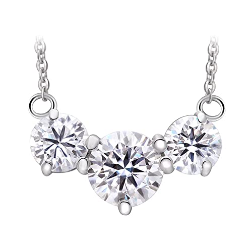Collier moissanite anti-ternissement en or blanc 18k pour peaux sensibles