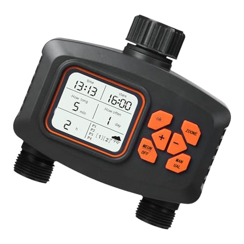 Temporizador de agua programable con manguera de jardín de dos zonas, sistemas de riego al aire libre, controlador de riego al aire libre