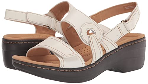 Clarks Merliah Opal Heeled Sandal, White Leather, 8.5 Medium #TOP7