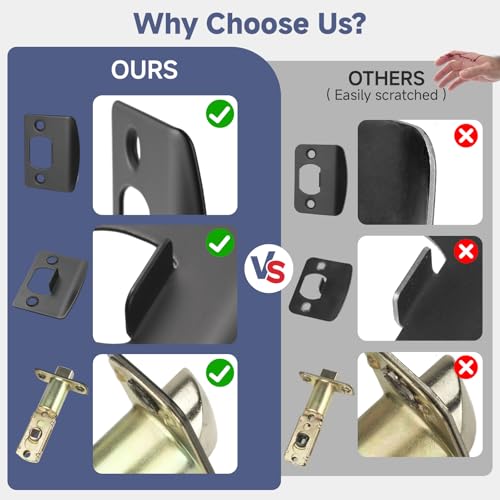 image for Estmoon 6 Pack Matte Black Door Handle, Keyless Interior Door Knobs Sq