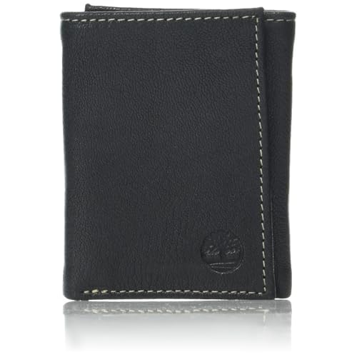 Timberland mens Genuine Leather Rfid Blocking Trifold Wallet, Black, One Size