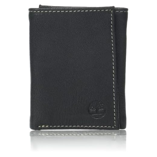 Timberland Men's Genuine Leather RFID Blocking Trifold Security Wallet, Black, One Size