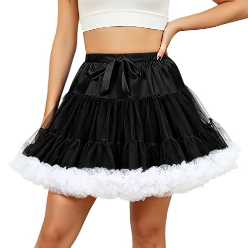 Petticoat Skirt for Women Under Dress 3-Layered Tulle Elastic Waist Tutu — view 2