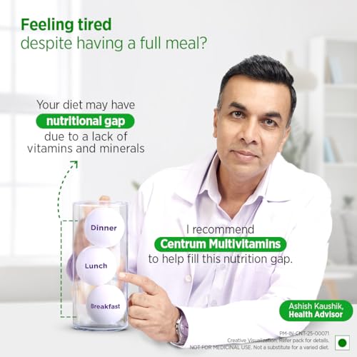 Image of Centrum Adult 50+, World's No.1 Multivitamin with Calcium, Vitamin D3 & 21 other Nutrients for Overall Health, Strong Joints & Heart Health (Veg) 30 Tablets