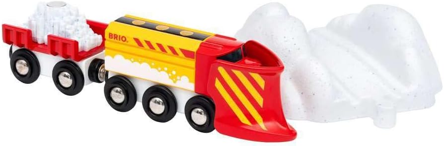 World Christmas Snow Plow Train for Kids Age 3 Years Up - Wooden Railway Set Add On Accessories