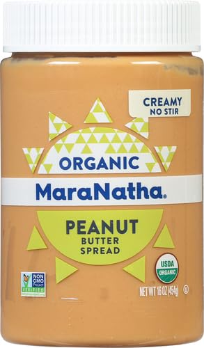 MaraNatha Organic Peanut Butter (No Stir), Creamy, 16 Oz (Pack of 4)