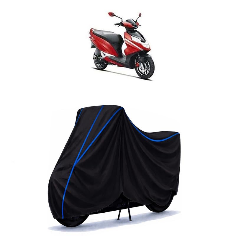 Image of Scooty Cover Water Resistant for Dare 125 | Universal Scooter & Bike Cover | Heavy Duty UV Dust, Rain & Scratch Protection | Elastic Fit All Weather Indoor Outdoor | Black with Blue Piping