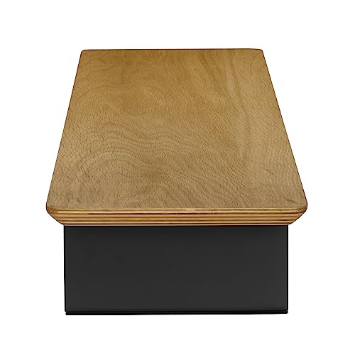 Image of White Oak Wood Desk Shelf for Top of Desk 44 Inch Length Wood Monitor Riser with Middle Shelf