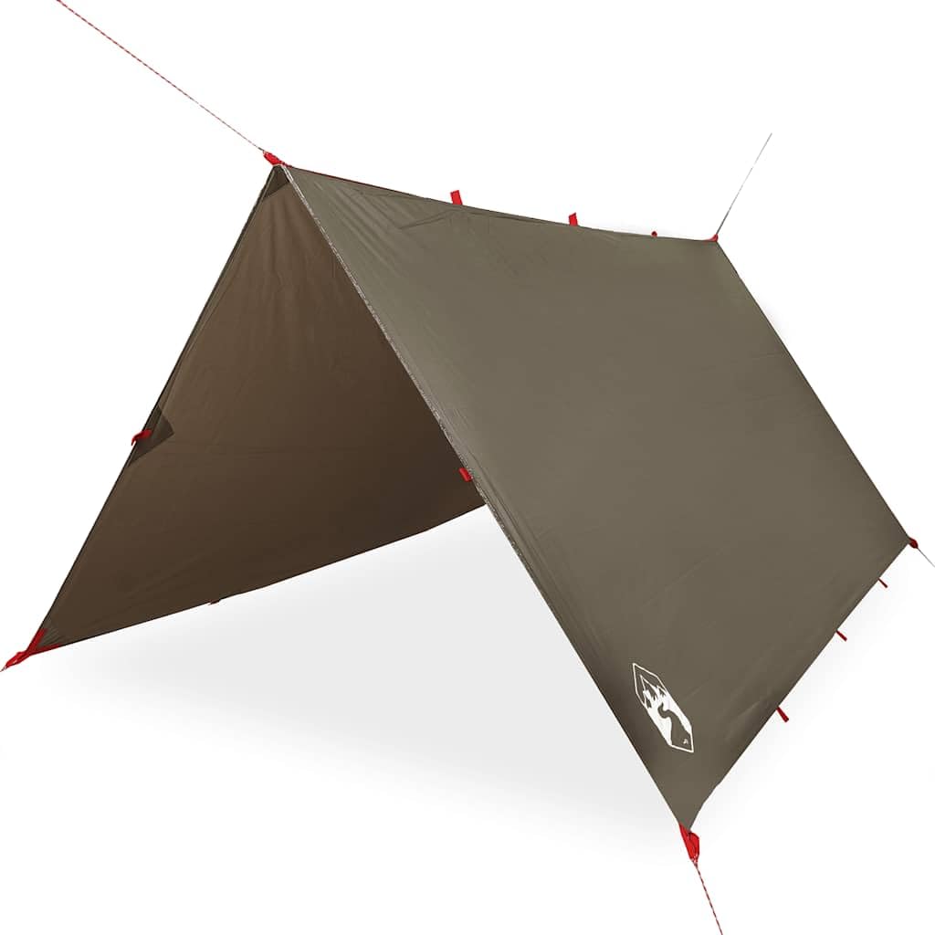vidaXL Camping Tarp, Tent Tarp for Outdoor Travel Beach, Camping Shelter for Snow Rain, Tarpaulin Shelter, Sunshade, Brown Waterproof