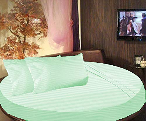 Drap-housse rond 243 cm en coton égyptien aqua pour éliminer les plis de literie