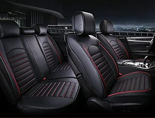 flexzon FULL SET Black Car Seat Covers Universal Deluxe Waterproof PU Leather Dog Pet Protectors Cushion Adjustable Removable Auto Seat Cushions Padded