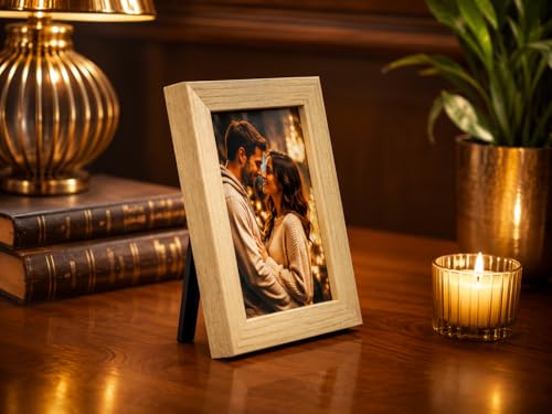 Image of Photo Frame Set of 3 - Modern Tabletop Picture Frames for Desk, Living Room & Bedroom Decor, Perfect for Wedding, Couple & Family Photos (3 x 3 inches) (Ook Wood)