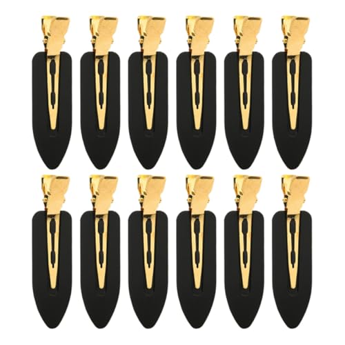 TOYANDONA Pinzas Cabello sin Marcas Doblar Tamaño Pequeño Color Negro Dorado Set de 12 Unidades para Peinar y Seccionar Cabello y Uso Diario