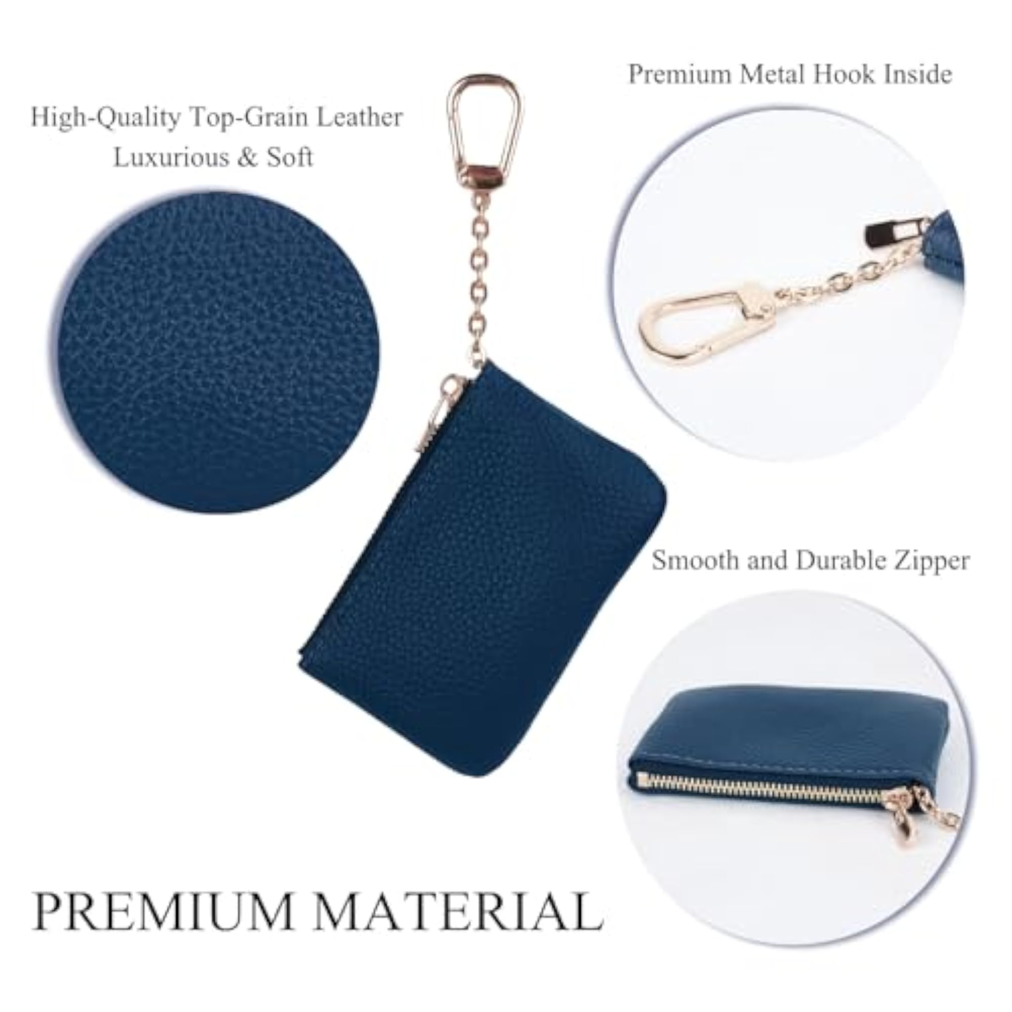 Full Grain Leather Coin Purse with Key Chain